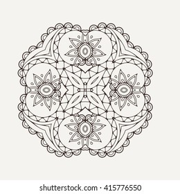 Vector mandala. Mehndi lace tattoo. Oriental weave. The circular pattern.