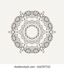 Vector mandala. Mehndi lace tattoo. Oriental weave. The circular pattern.