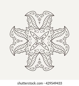 Vector mandala. Mehndi lace tattoo. Oriental weave. The circular pattern.
