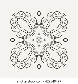 Vector mandala. Mehndi lace tattoo. Oriental weave. The circular pattern.