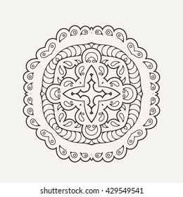 Vector mandala. Mehndi lace tattoo. Oriental weave. The circular pattern.