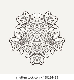 Vector mandala. Mehndi lace tattoo. Oriental weave. The circular pattern.