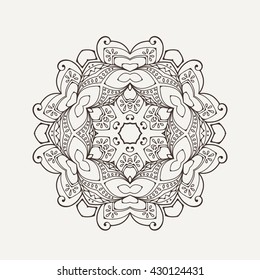 Vector mandala. Mehndi lace tattoo. Oriental weave. The circular pattern.