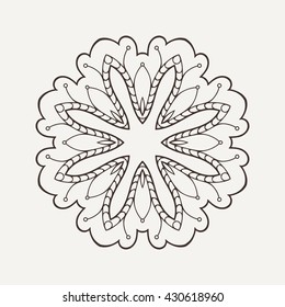 Vector mandala. Mehndi lace tattoo. Oriental weave. The circular pattern.