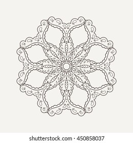 Vector mandala. Mehndi lace tattoo. Oriental weave. The circular pattern.