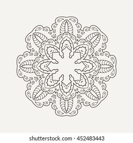 Vector mandala. Mehndi lace tattoo. Oriental weave. The circular pattern.