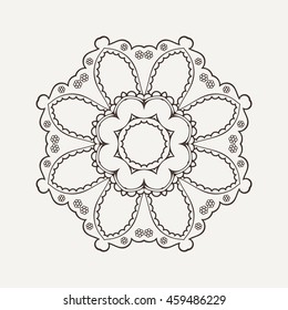 Vector mandala. Mehndi lace tattoo. Oriental weave. The circular pattern.