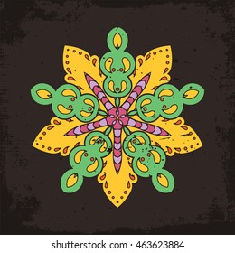 Vector mandala. Mehndi lace tattoo. Oriental weave. The circular pattern.