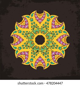 Vector mandala. Mehndi lace tattoo. Oriental weave. The circular pattern.