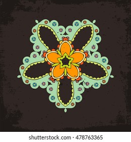 Vector mandala. Mehndi lace tattoo. Oriental weave. The circular pattern.