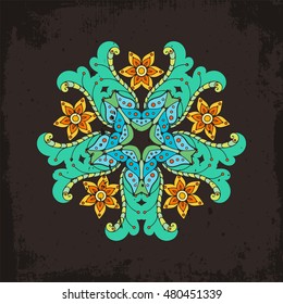 Vector mandala. Mehndi lace tattoo. Oriental weave. The circular pattern.