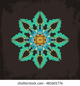 Vector mandala. Mehndi lace tattoo. Oriental weave. The circular pattern.