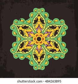 Vector mandala. Mehndi lace tattoo. Oriental weave. The circular pattern.