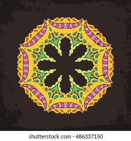 Vector mandala. Mehndi lace tattoo. Oriental weave. The circular pattern.