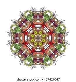 Vector mandala. Mehndi lace tattoo. Art Nouveau weave. The circular pattern.