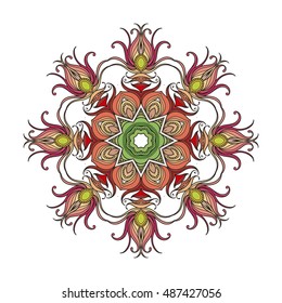 Vector mandala. Mehndi lace tattoo. Art Nouveau weave. The circular pattern.