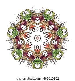 Vector mandala. Mehndi lace tattoo. Art Nouveau weave. The circular pattern.