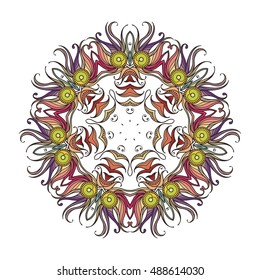 Vector mandala. Mehndi lace tattoo. Art Nouveau weave. The circular pattern.