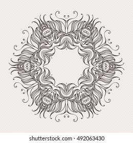 Vector mandala. Mehndi lace tattoo. Art Nouveau weave. The circular pattern.