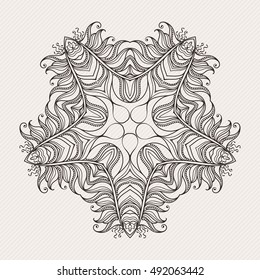 Vector mandala. Mehndi lace tattoo. Art Nouveau weave. The circular pattern.
