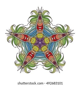 Vector mandala. Mehndi lace tattoo. Art Nouveau weave. The circular pattern.