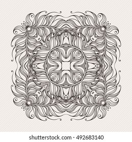 Vector mandala. Mehndi lace tattoo. Art Nouveau weave. The circular pattern.