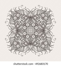 Vector mandala. Mehndi lace tattoo. Art Nouveau weave. The circular pattern.