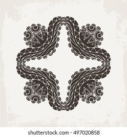 Vector mandala. Mehndi lace tattoo. Oriental weave. The circular pattern.