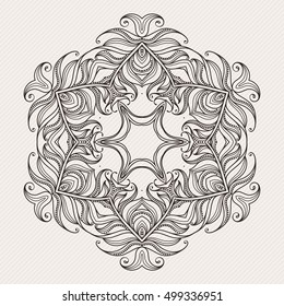 Vector mandala. Mehndi lace tattoo. Art Nouveau weave. The circular pattern.
