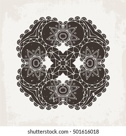 Vector mandala. Mehndi lace tattoo. Oriental weave. The circular pattern.