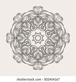 Vector mandala. Mehndi lace tattoo. Art Nouveau weave. The circular pattern.