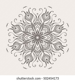 Vector mandala. Mehndi lace tattoo. Art Nouveau weave. The circular pattern.