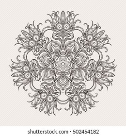 Vector mandala. Mehndi lace tattoo. Art Nouveau weave. The circular pattern.