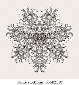 Vector mandala. Mehndi lace tattoo. Art Nouveau weave. The circular pattern.