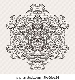 Vector mandala. Mehndi lace tattoo. Art Nouveau weave. The circular pattern.