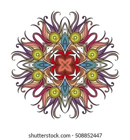 Vector mandala. Mehndi lace tattoo. Art Nouveau weave. The circular pattern.
