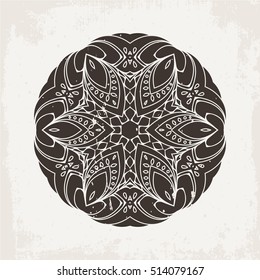 Vector mandala. Mehndi lace tattoo. Oriental weave. The circular pattern.