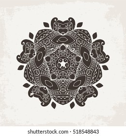 Vector mandala. Mehndi lace tattoo. Oriental weave. The circular pattern.