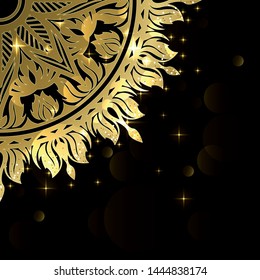 Vector mandala on brown background with sparks