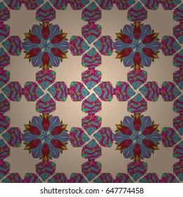 Vector Mandala on colorful background. Boho style flower seamless pattern. Tiled mandala design, best for print fabric or papper and more.