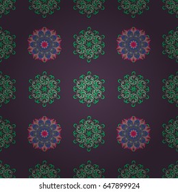 Vector Mandala on colorful background. Boho style flower seamless pattern. Tiled mandala design, best for print fabric or papper and more.