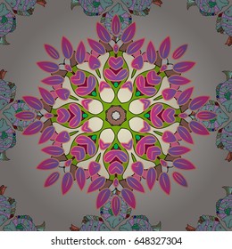 Vector Mandala on colorful background. Boho style flower seamless pattern. Tiled mandala design, best for print fabric or papper and more.