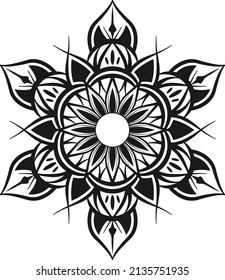 vector mandala ornament, black and white

