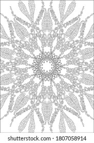 Vektor-Mandala-Ornament. Färben des Seitendesigns. Schwarz-Weiß-Ornament zum Färben.