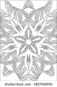 Vektor-Mandala-Ornament. Färben des Seitendesigns. Schwarz-Weiß-Ornament zum Färben.