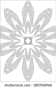 Vector mandala ornament. Coloring page design. Black and white Ornament for coloring.