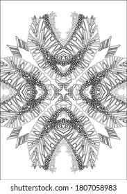 Ornamento vector mandala. Diseño de página coloreado. Ornamento blanco y negro para colorear.