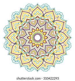Vector mandala ornament. Round floral pattern. Hand drawn decorative element.