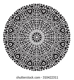 Vector mandala ornament. Round floral pattern. Hand drawn decorative element.
