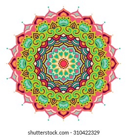Vector mandala ornament. Round floral pattern. Hand drawn decorative element.